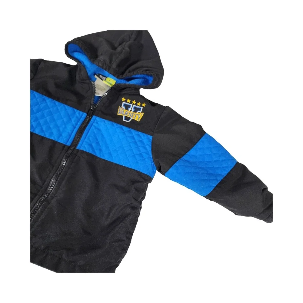 Mick Mack LTD‎ Toddler Boy 2T Black Blue Varsity Hooded Fleece Lined Jacket
